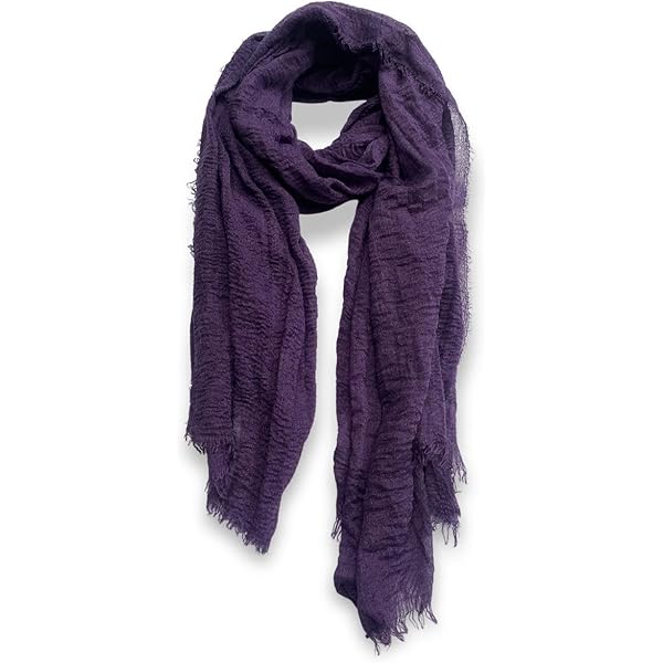 XRDSS Summer Cotton Blend Crinkle Vintage Soft Scarf with Fringed